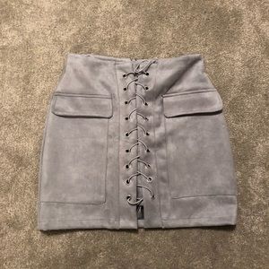 Gray suede lace up skirt